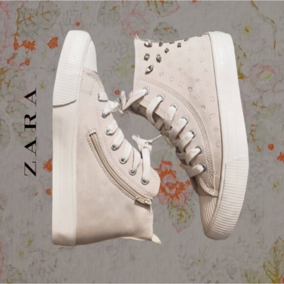 *Limited Edition Zara Girl Hightop Suede Sneakers- Size 38 Adults or Youth 6.… - Picture 3 of 10